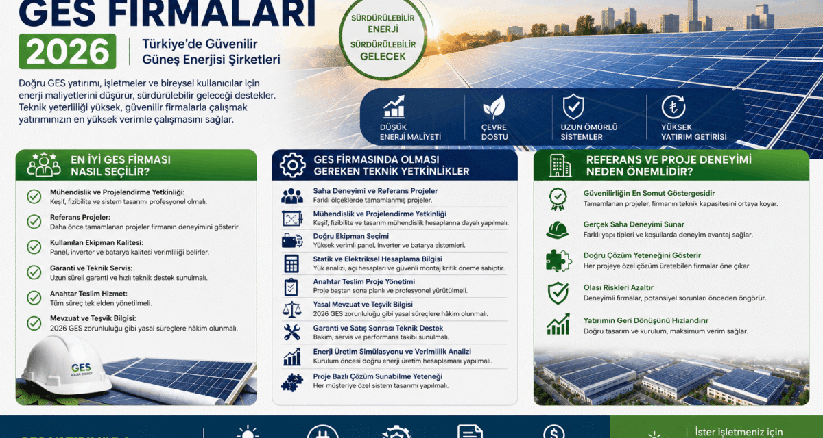 En İyi GES Firmaları 2026 Türkiye’de Güvenilir Güneş Enerjisi Şirketleri